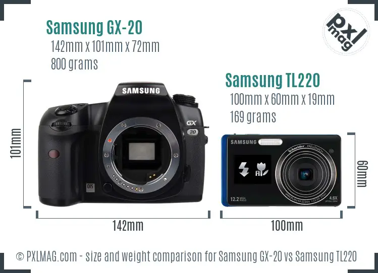 Samsung GX-20 vs Samsung TL220 size comparison