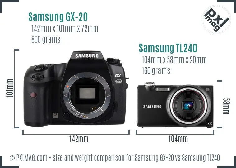 Samsung GX-20 vs Samsung TL240 size comparison
