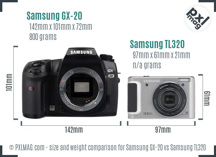 Samsung GX-20 vs Samsung TL320 size comparison