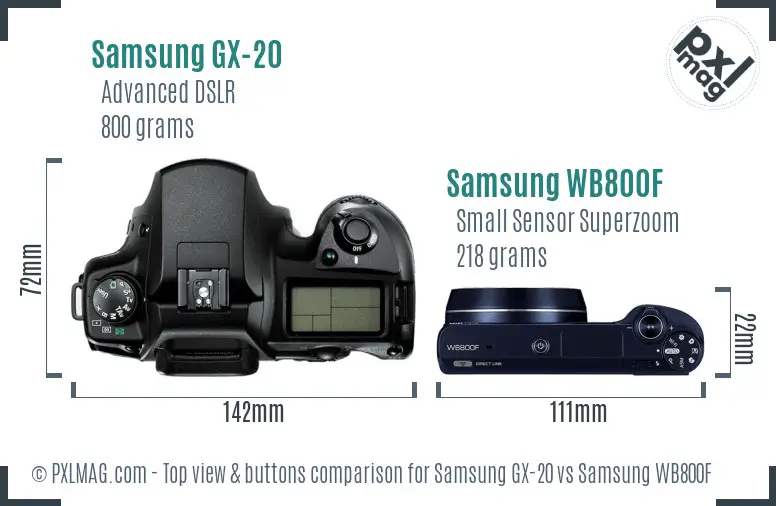 Samsung GX-20 vs Samsung WB800F top view buttons comparison