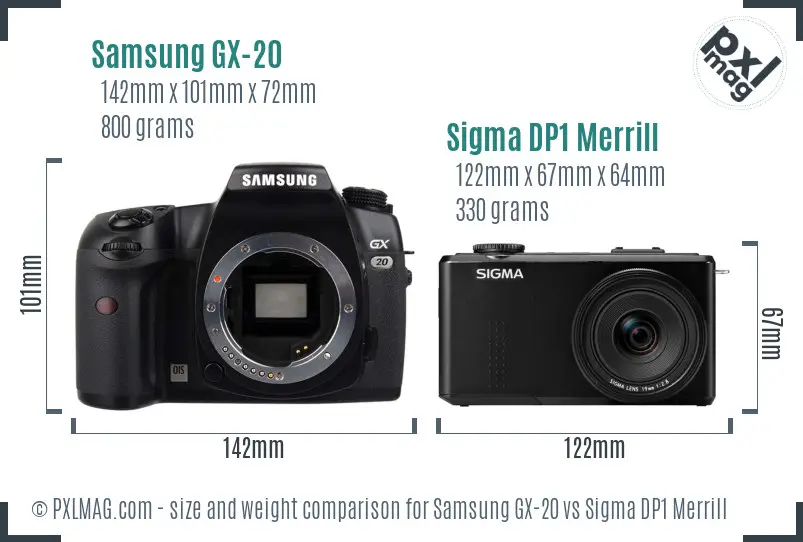 Samsung GX-20 vs Sigma DP1 Merrill size comparison