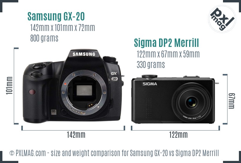 Samsung GX-20 vs Sigma DP2 Merrill size comparison