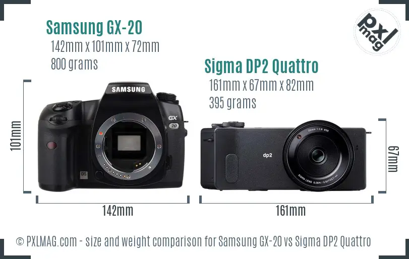 Samsung GX-20 vs Sigma DP2 Quattro size comparison