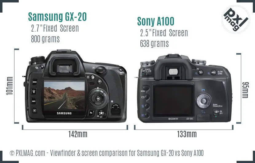 Samsung GX-20 vs Sony A100 Screen and Viewfinder comparison