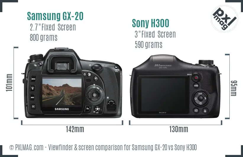 Samsung GX-20 vs Sony H300 Screen and Viewfinder comparison