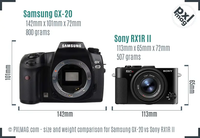Samsung GX-20 vs Sony RX1R II size comparison