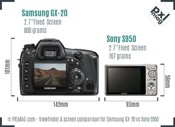 Samsung GX-20 vs Sony S950 Screen and Viewfinder comparison
