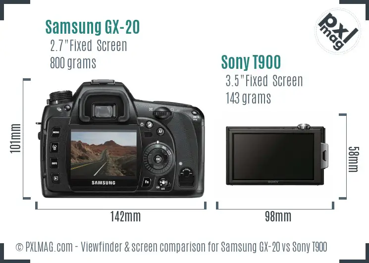 Samsung GX-20 vs Sony T900 Screen and Viewfinder comparison