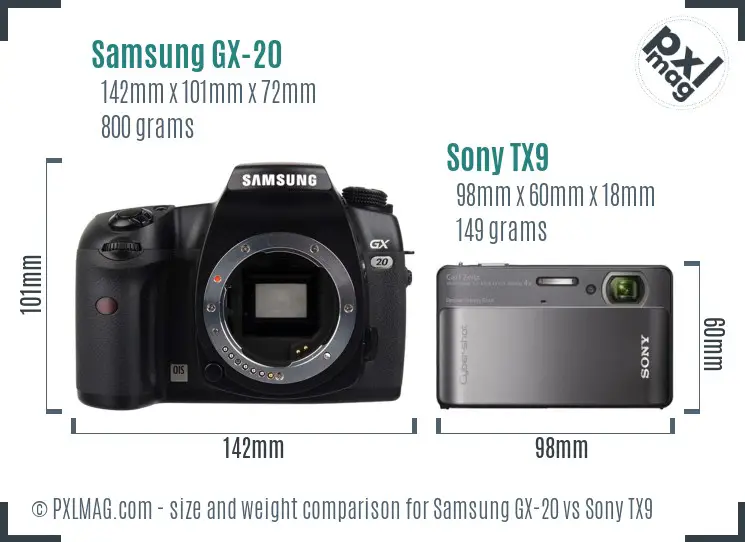 Samsung GX-20 vs Sony TX9 size comparison