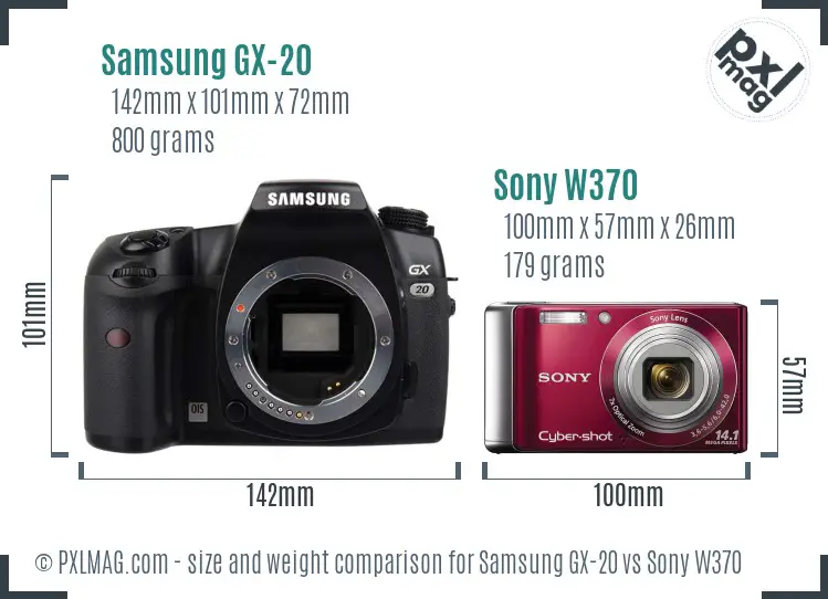 Samsung GX-20 vs Sony W370 size comparison