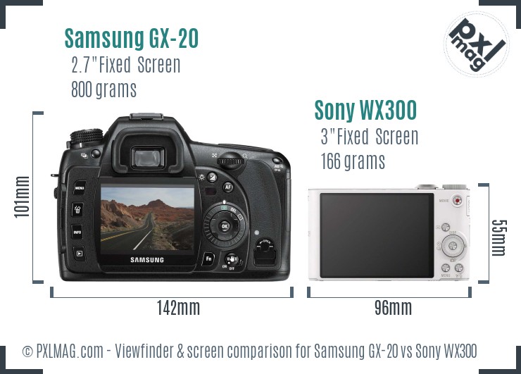 Samsung GX-20 vs Sony WX300 Screen and Viewfinder comparison