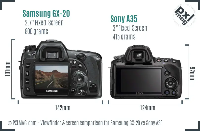 Samsung GX-20 vs Sony A35 Screen and Viewfinder comparison
