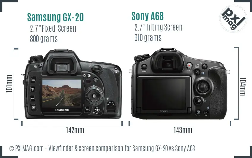 Samsung GX-20 vs Sony A68 Screen and Viewfinder comparison