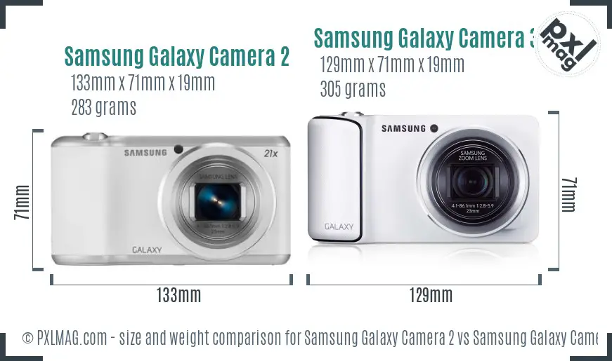 Samsung Galaxy Camera 2 vs Samsung Galaxy Camera 3G size comparison