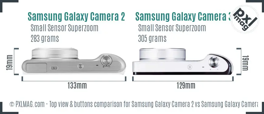 Samsung Galaxy Camera 2 vs Samsung Galaxy Camera 3G top view buttons comparison