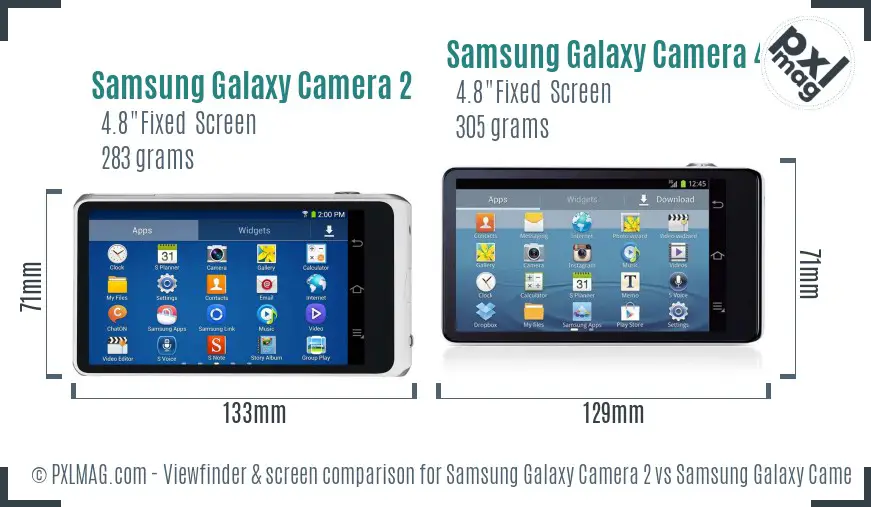 Samsung Galaxy Camera 2 vs Samsung Galaxy Camera 4G Screen and Viewfinder comparison