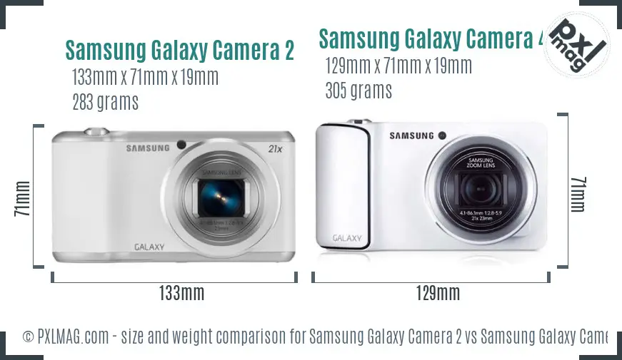 Samsung Galaxy Camera 2 vs Samsung Galaxy Camera 4G size comparison