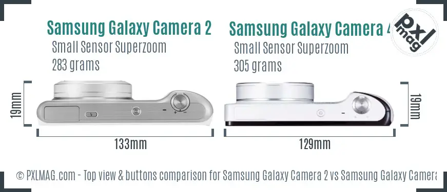 Samsung Galaxy Camera 2 vs Samsung Galaxy Camera 4G top view buttons comparison