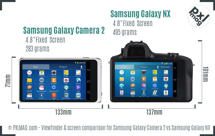 Samsung Galaxy Camera 2 vs Samsung Galaxy NX Screen and Viewfinder comparison