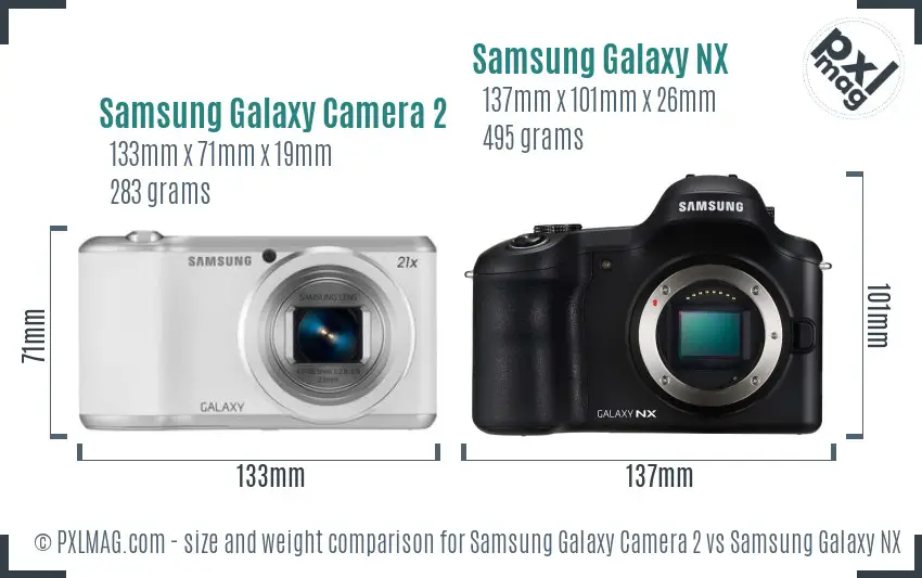 Samsung Galaxy Camera 2 vs Samsung Galaxy NX size comparison