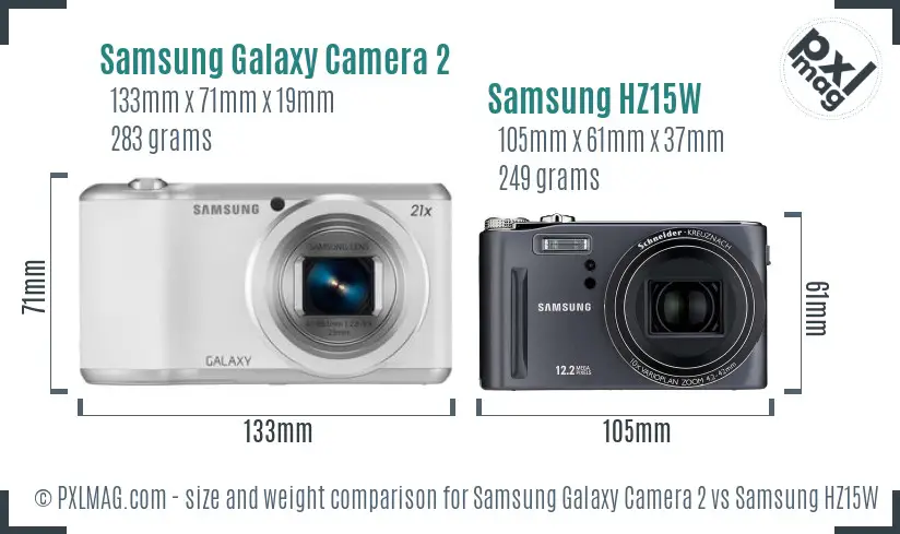 Samsung Galaxy Camera 2 vs Samsung HZ15W size comparison