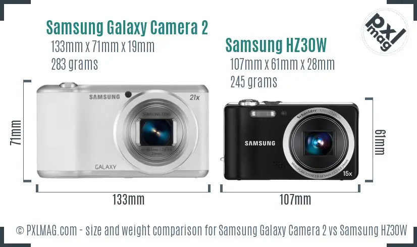 Samsung Galaxy Camera 2 vs Samsung HZ30W size comparison