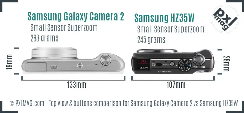 Samsung Galaxy Camera 2 vs Samsung HZ35W top view buttons comparison