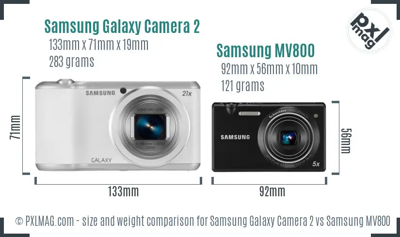 Samsung Galaxy Camera 2 vs Samsung MV800 size comparison