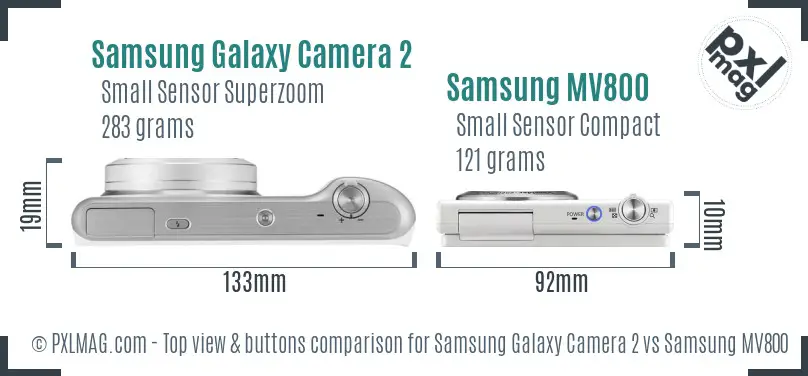 Samsung Galaxy Camera 2 vs Samsung MV800 top view buttons comparison