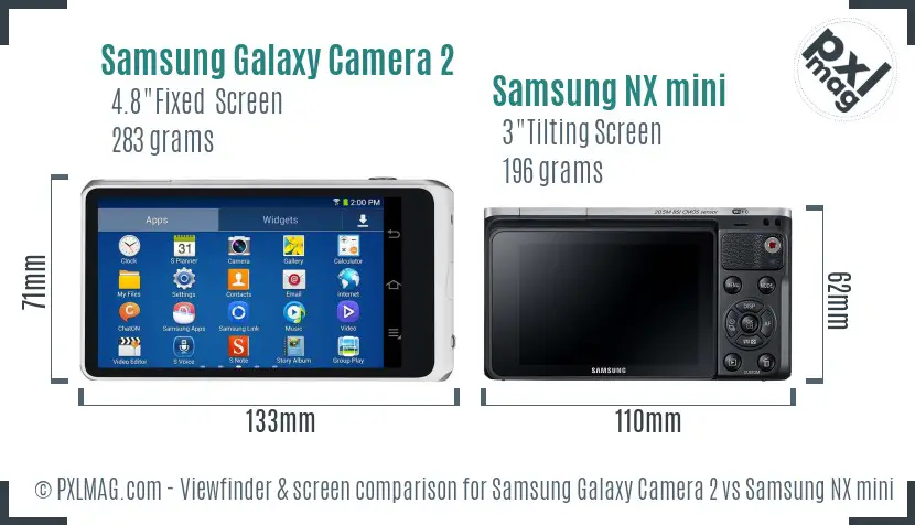 Samsung Galaxy Camera 2 vs Samsung NX mini Screen and Viewfinder comparison