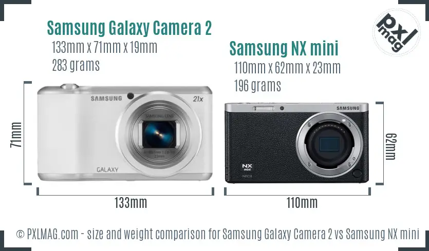 Samsung Galaxy Camera 2 vs Samsung NX mini size comparison