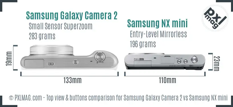 Samsung Galaxy Camera 2 vs Samsung NX mini top view buttons comparison