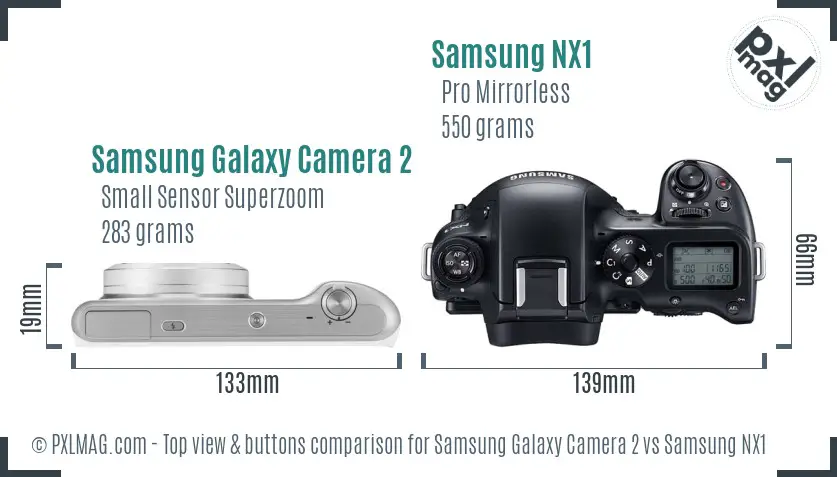 Samsung Galaxy Camera 2 vs Samsung NX1 top view buttons comparison