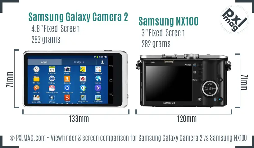 Samsung Galaxy Camera 2 vs Samsung NX100 Screen and Viewfinder comparison