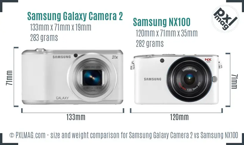 Samsung Galaxy Camera 2 vs Samsung NX100 size comparison