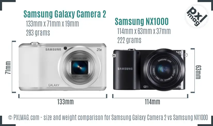 Samsung Galaxy Camera 2 vs Samsung NX1000 size comparison