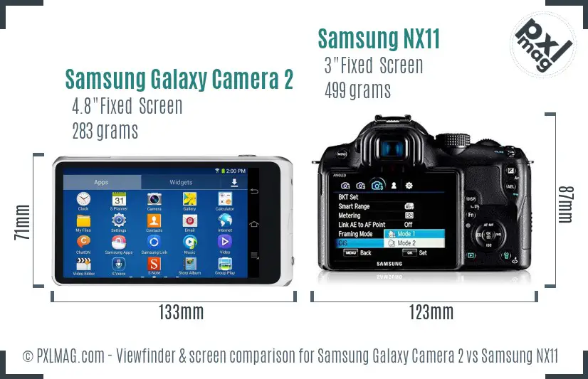 Samsung Galaxy Camera 2 vs Samsung NX11 Screen and Viewfinder comparison