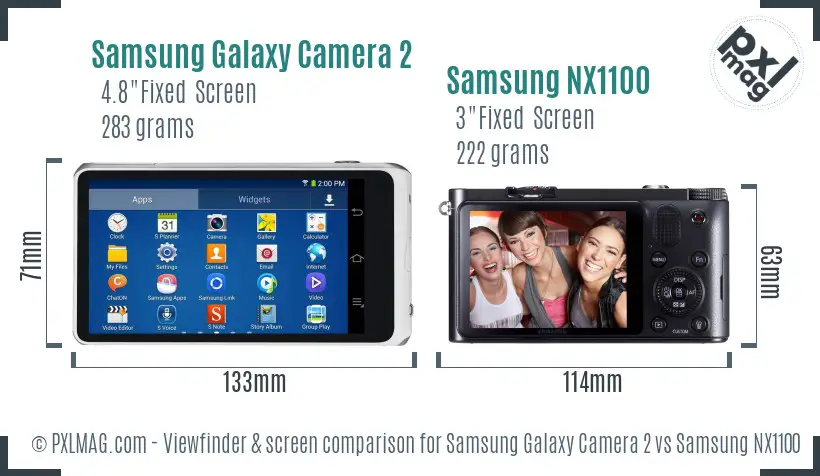Samsung Galaxy Camera 2 vs Samsung NX1100 Screen and Viewfinder comparison