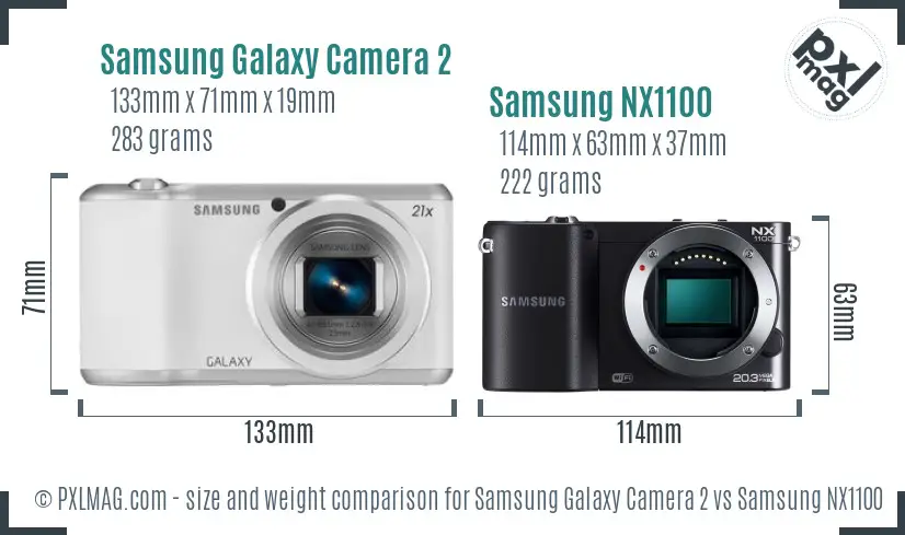 Samsung Galaxy Camera 2 vs Samsung NX1100 size comparison