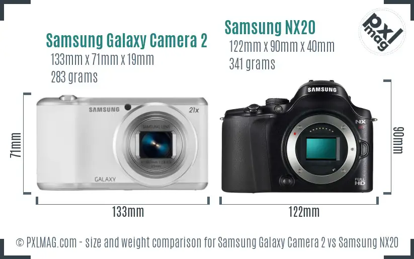 Samsung Galaxy Camera 2 vs Samsung NX20 size comparison