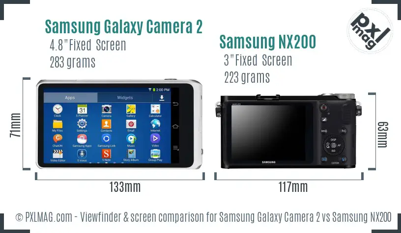 Samsung Galaxy Camera 2 vs Samsung NX200 Screen and Viewfinder comparison