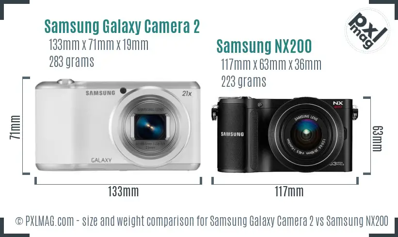 Samsung Galaxy Camera 2 vs Samsung NX200 size comparison