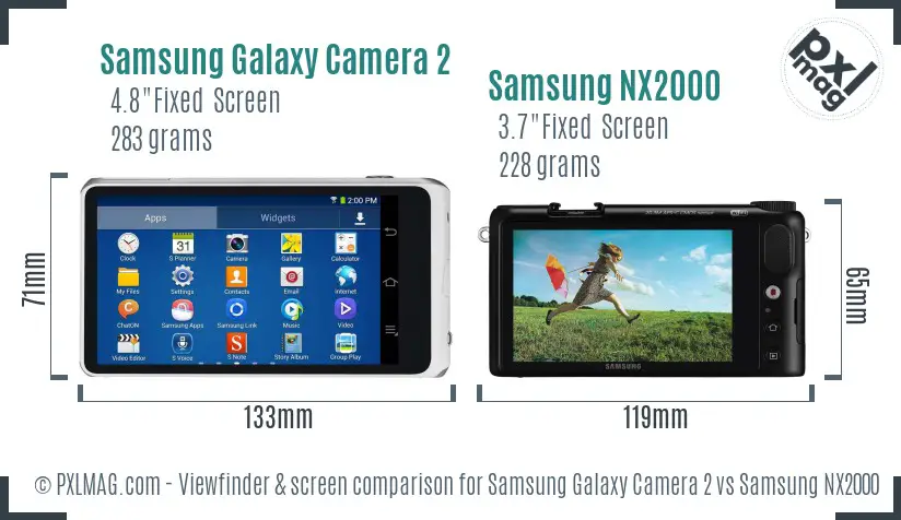 Samsung Galaxy Camera 2 vs Samsung NX2000 Screen and Viewfinder comparison