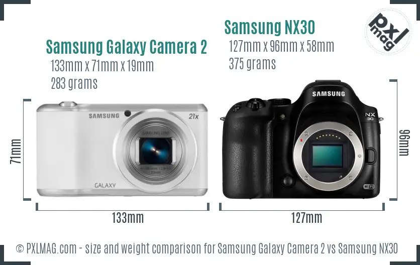 Samsung Galaxy Camera 2 vs Samsung NX30 size comparison
