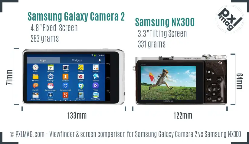 Samsung Galaxy Camera 2 vs Samsung NX300 Screen and Viewfinder comparison