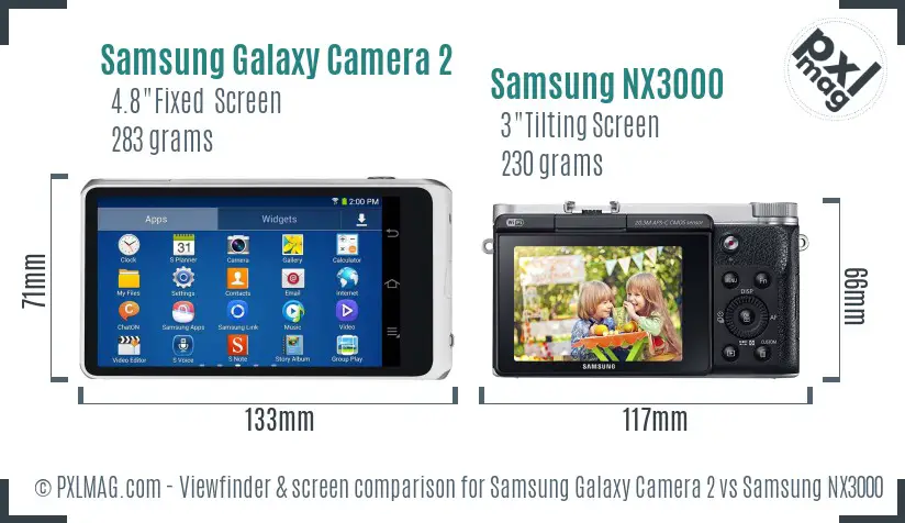 Samsung Galaxy Camera 2 vs Samsung NX3000 Screen and Viewfinder comparison