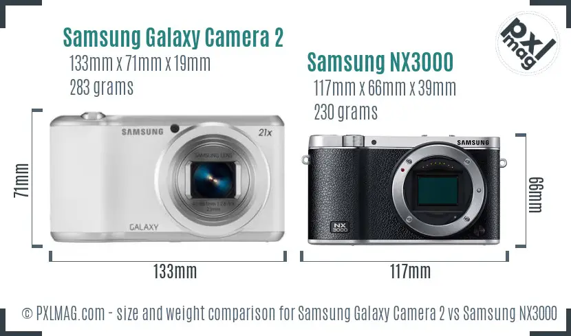 Samsung Galaxy Camera 2 vs Samsung NX3000 size comparison