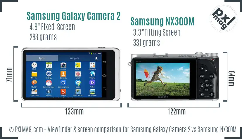 Samsung Galaxy Camera 2 vs Samsung NX300M Screen and Viewfinder comparison