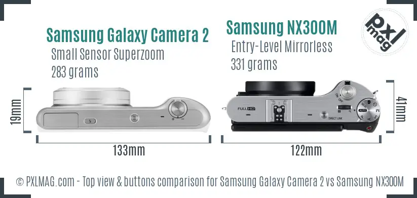 Samsung Galaxy Camera 2 vs Samsung NX300M top view buttons comparison