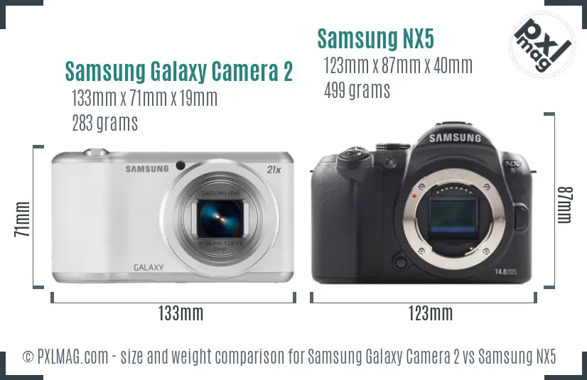 Samsung Galaxy Camera 2 vs Samsung NX5 size comparison